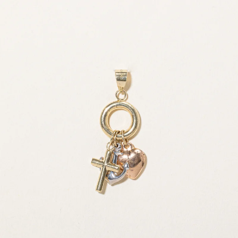 10k Tri Tone Gold Charm Pendant