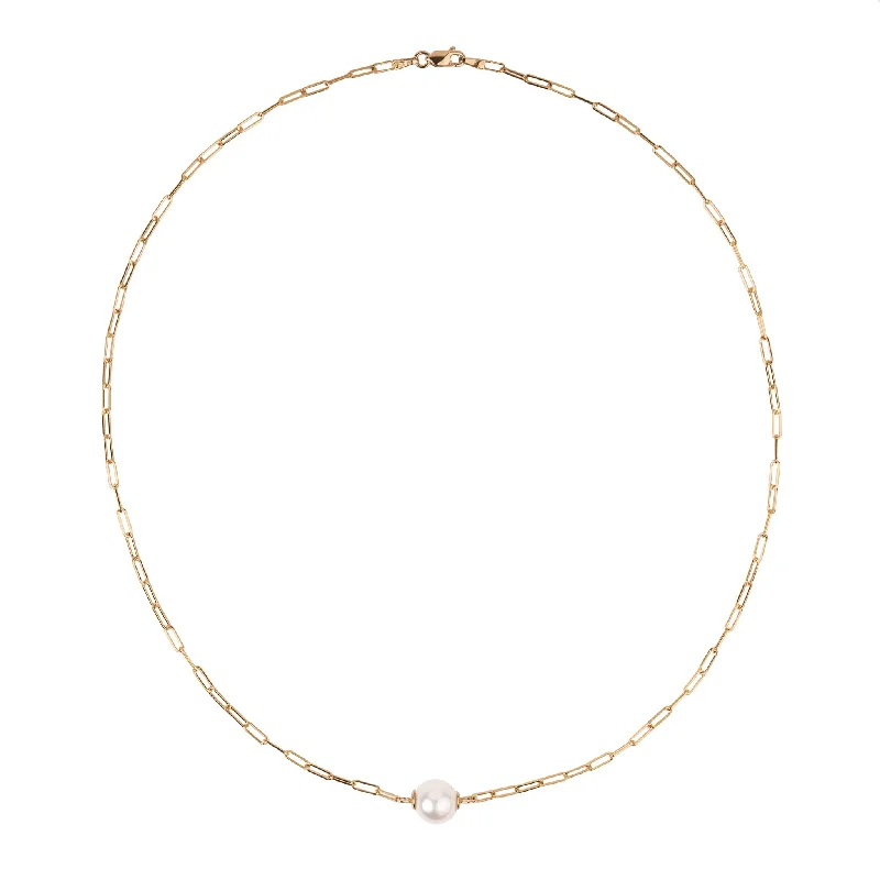 9.0-9.5 mm Akoya Pearl Solitaire Paperclip Necklace