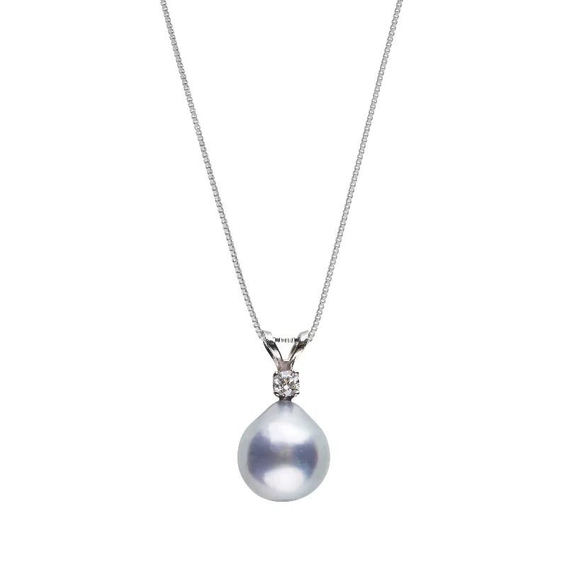 Harmony Collection 8.0-9.0 mm Baroque Silver Akoya Pearl and Diamond Pendant