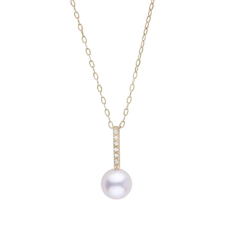 Petite Diamond Bar Collection 6.5-7.0 mm Akoya Pearl and Diamond Pendant