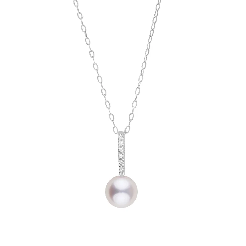 Petite Diamond Bar Collection 6.5-7.0 mm Freshadama Pearl and Diamond Pendant