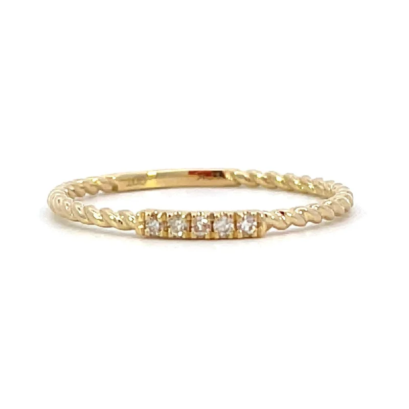 10K Beaded Diamond Band 1/20 CTW | Stackable Ring