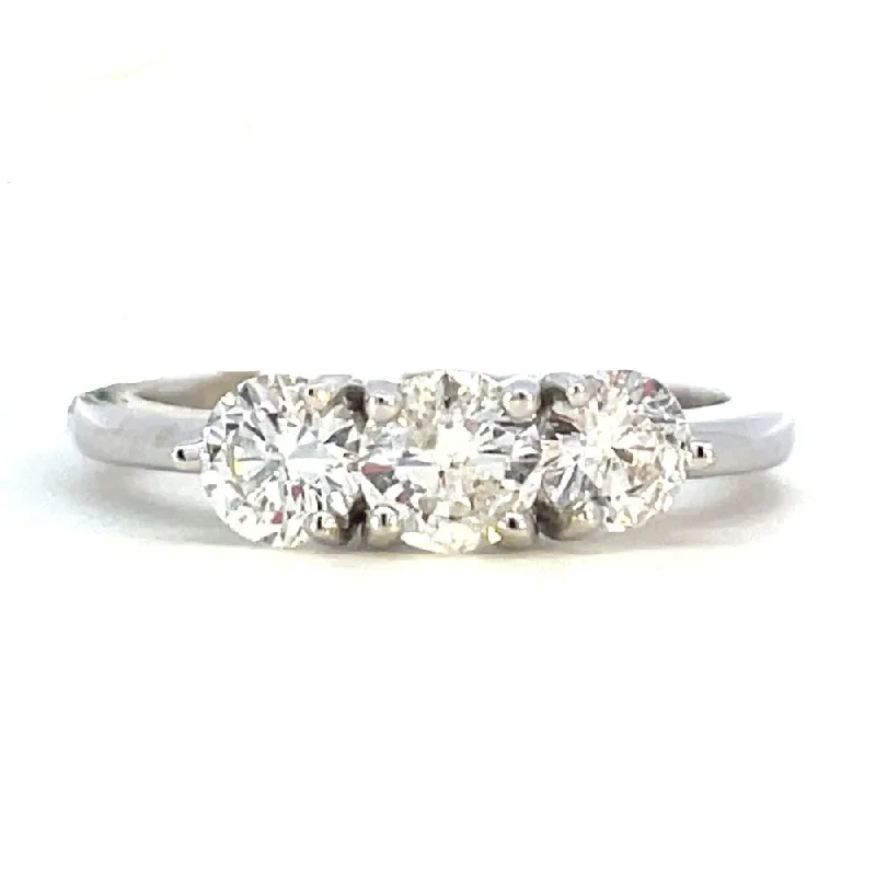 14KW Three Stone Diamond Engagement Ring 1 CTW