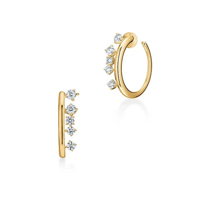 Hearts On Fire Barre Floating Small Diamond Hoops in 18K Yellow Gold