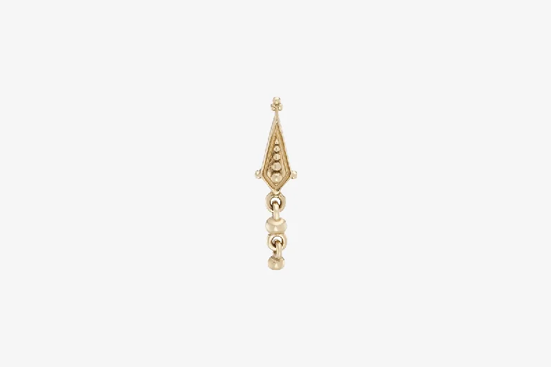 9k Gold Kite Dala Droplet Beaded Stud - Single Earring