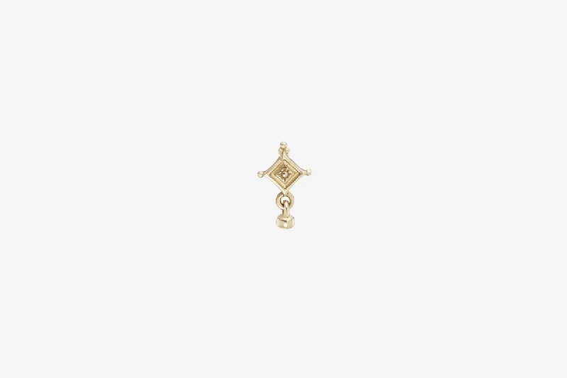 9k Gold Princess Dala Droplet Beaded Stud - Single Earring