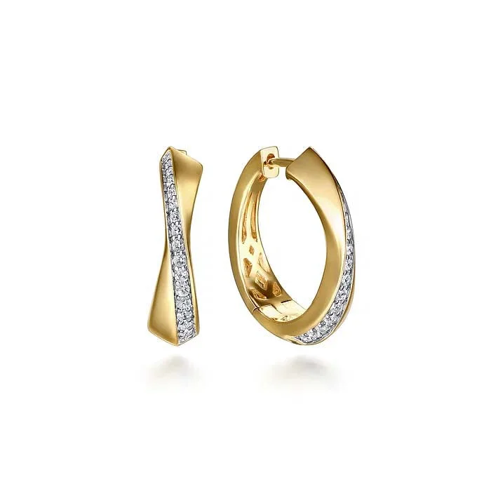 Gabriel & Co. Diamond Intricate Hoop Earrings in 14K Yellow Gold