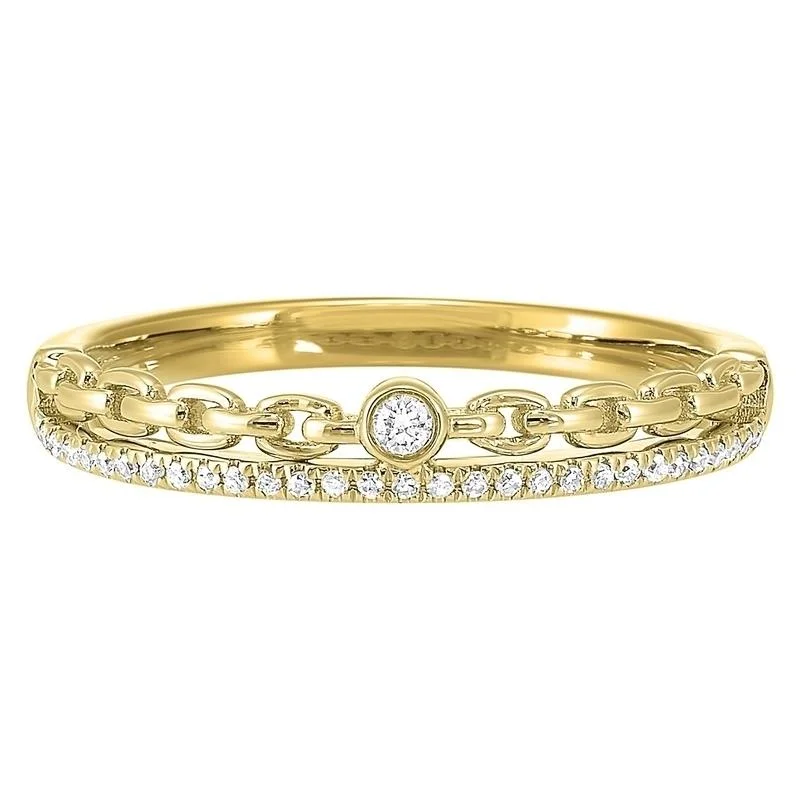 Gold & Diamond Eternity Cable Chain Stackable Split Band