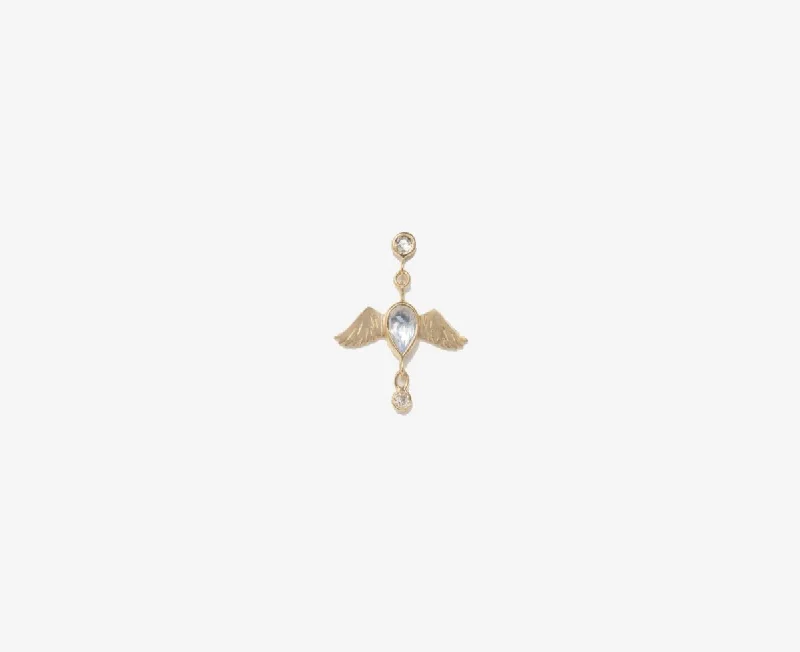 Celine Daoust 14k Moonstone Bird & Diamond Single Earring