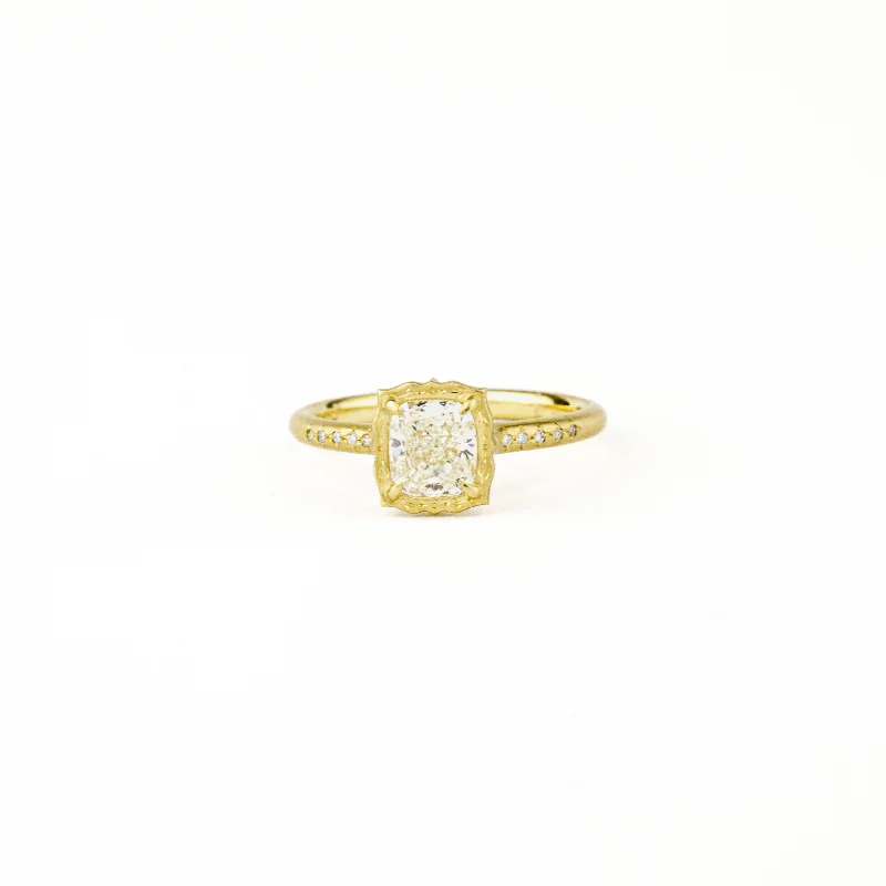 Cushion Cut Lotus Prong Ring