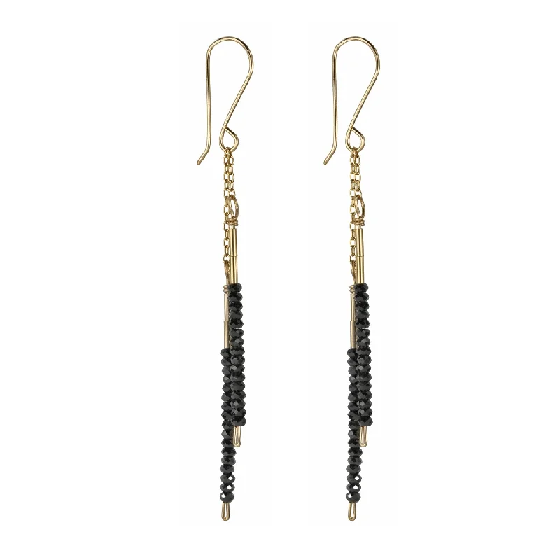 Black Spinel Chain Drop Earrings