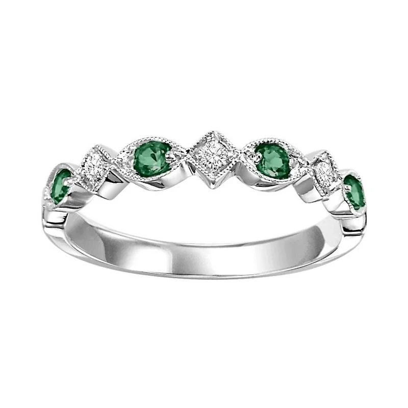 10KW Emerald Band 1/20CTW | Stackable Ring