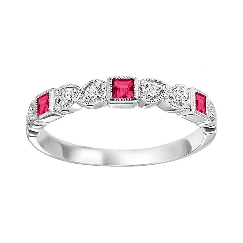 10KW Ruby Band 1/10CTW | Stackable Ring