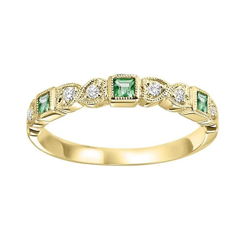 10KY Emerald Band 1/10CTW | Stackable Band