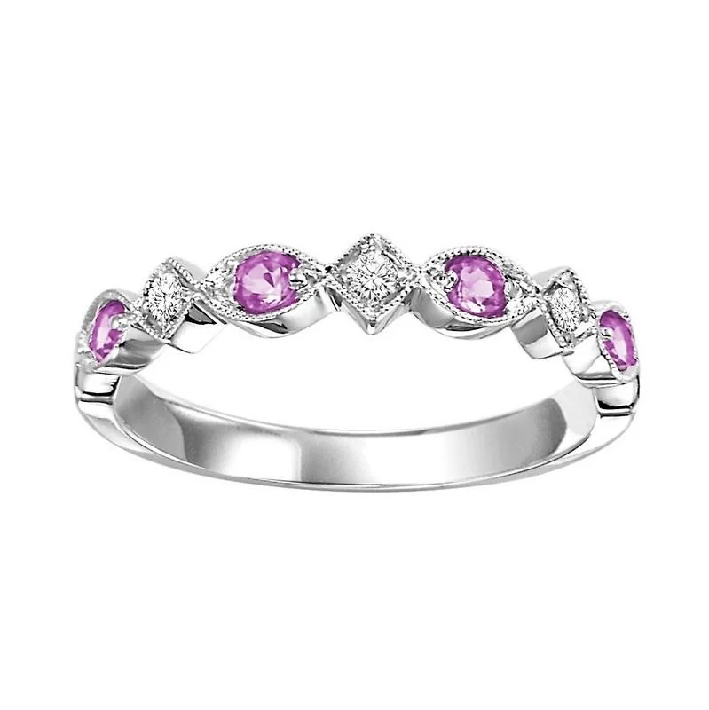 10KW Pink Sapphire Band 1/20CTW | Stackable Ring