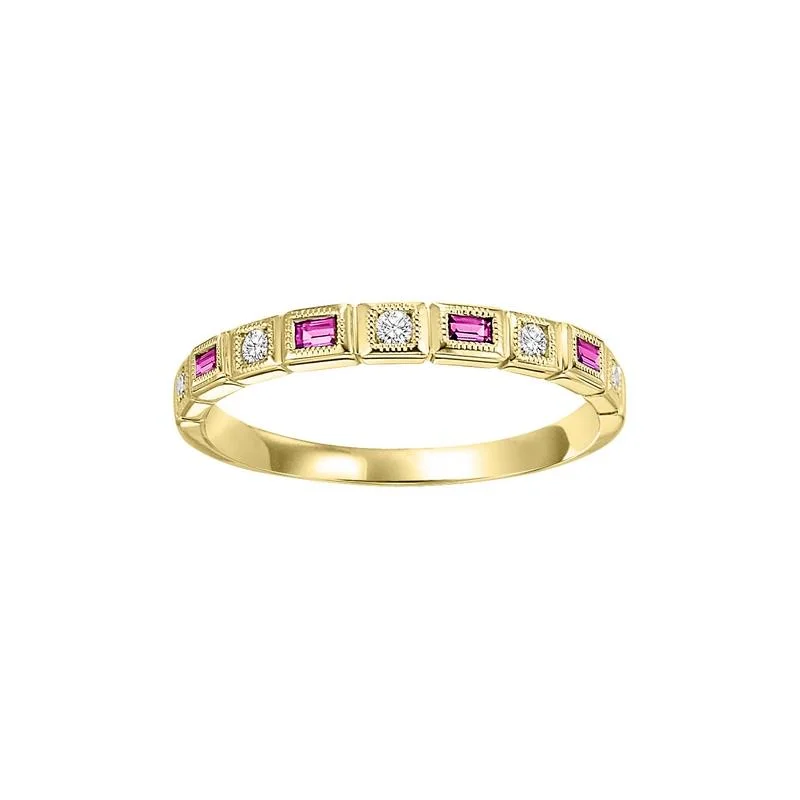 10KY Pink Sapphire Band 1/12 CTW | Stackable Ring