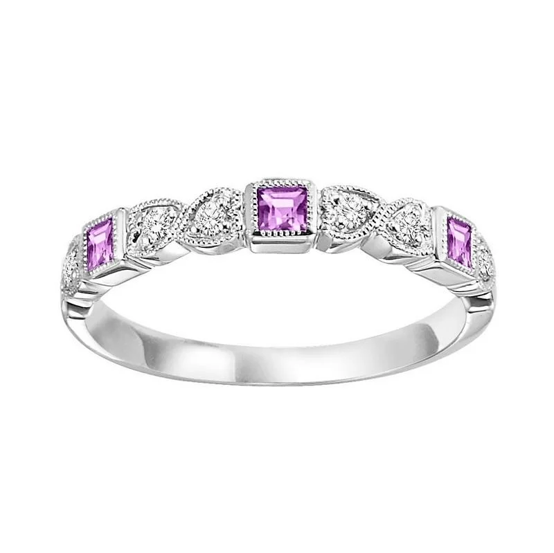 10KW Pink Sapphire Band 1/12CTW | Stackable Ring