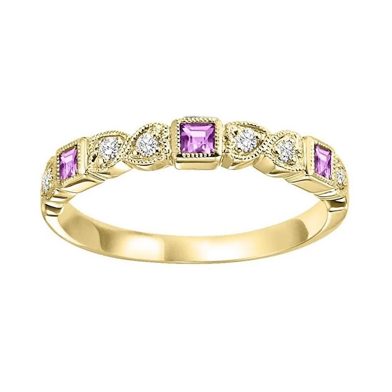 10KY Pink Sapphire Band 1/12CTW | Stackable Ring