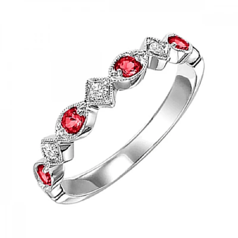 10KW Ruby Band 1/20CTW | Stackable Ring