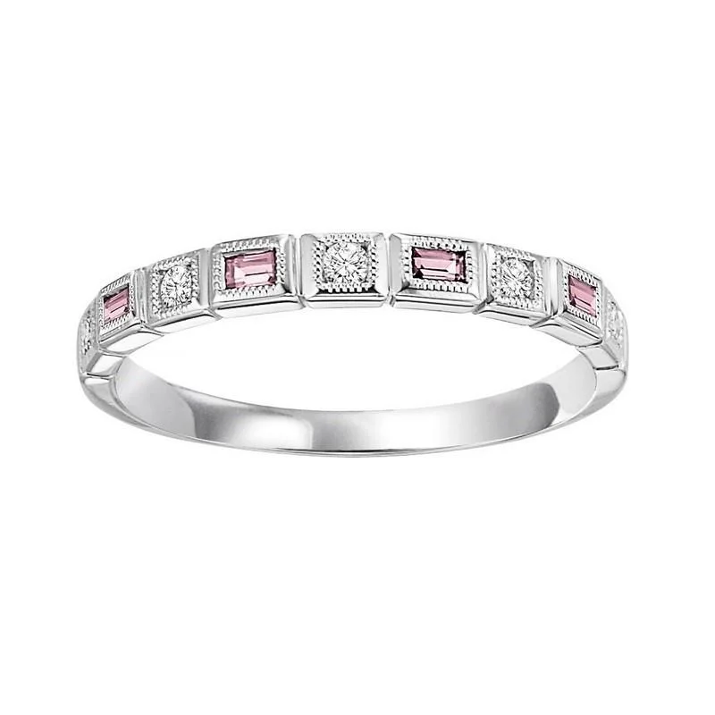 10KW Pink Tourmaline Band 1/10CTW | Stackable Ring