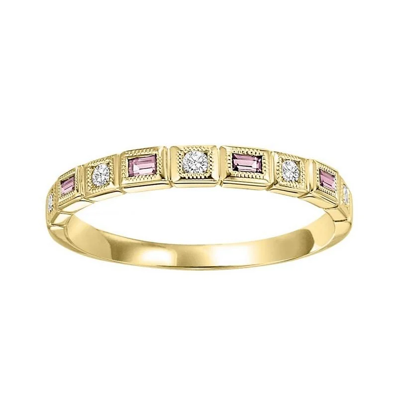 10KY Pink Tourmaline Band 1/10CTW | Stackable Ring