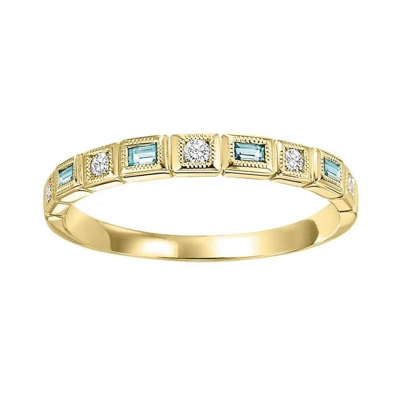 10KY Blue Topaz Band 1/10CTW | Stackable Ring