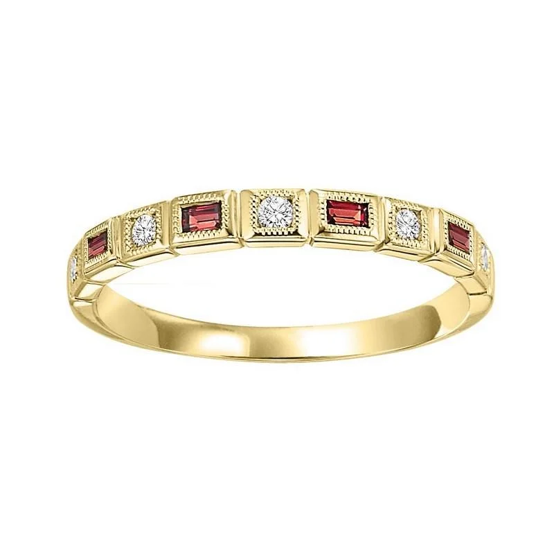 10KY Garnet Band 1/10CTW | Stackable Ring