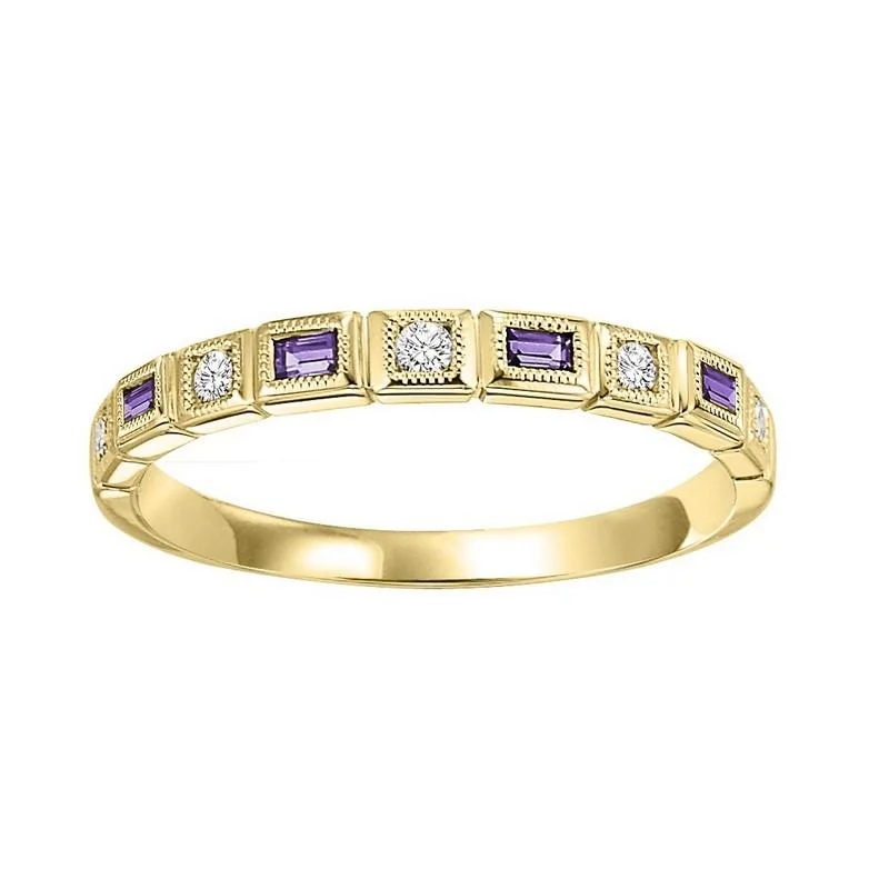 10KY Amethyst Band 1/10CTW | Stackable Ring