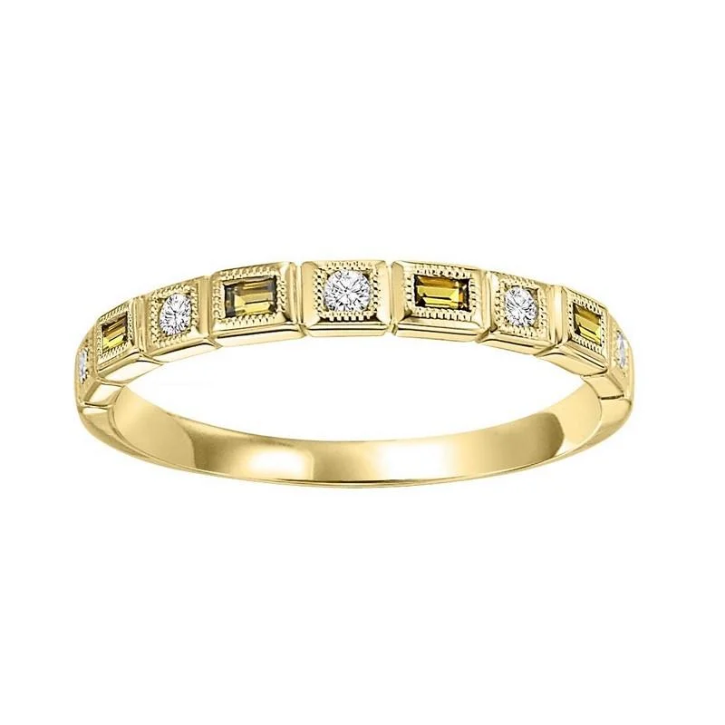 10KY Citrine Band 1/12CTW | Stackable Ring