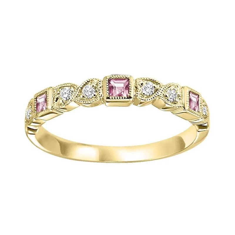 10KY Pink Tourmaline Band 1/10CTW | Stackable Ring