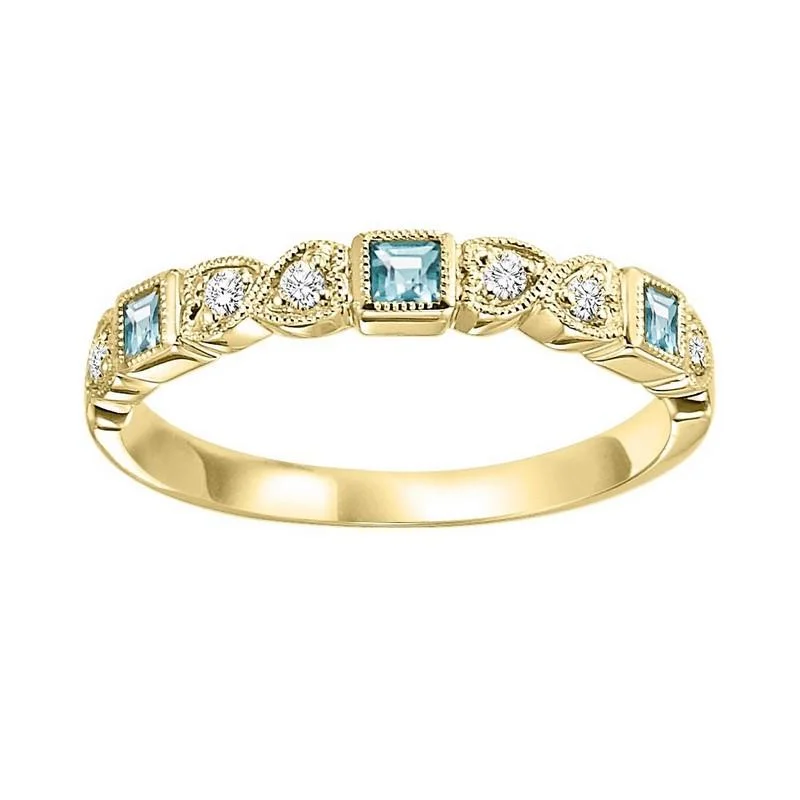 10KY Blue Topaz Band 1/10CTW | Stackable Ring