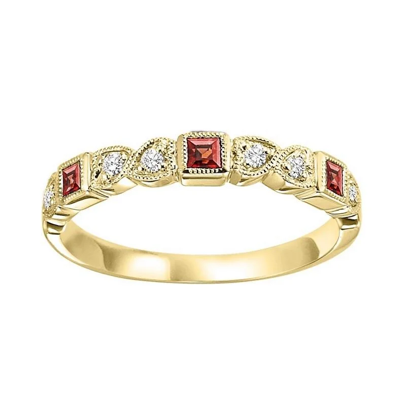 10KY Garnet Band 1/10CTW | Stackable Ring