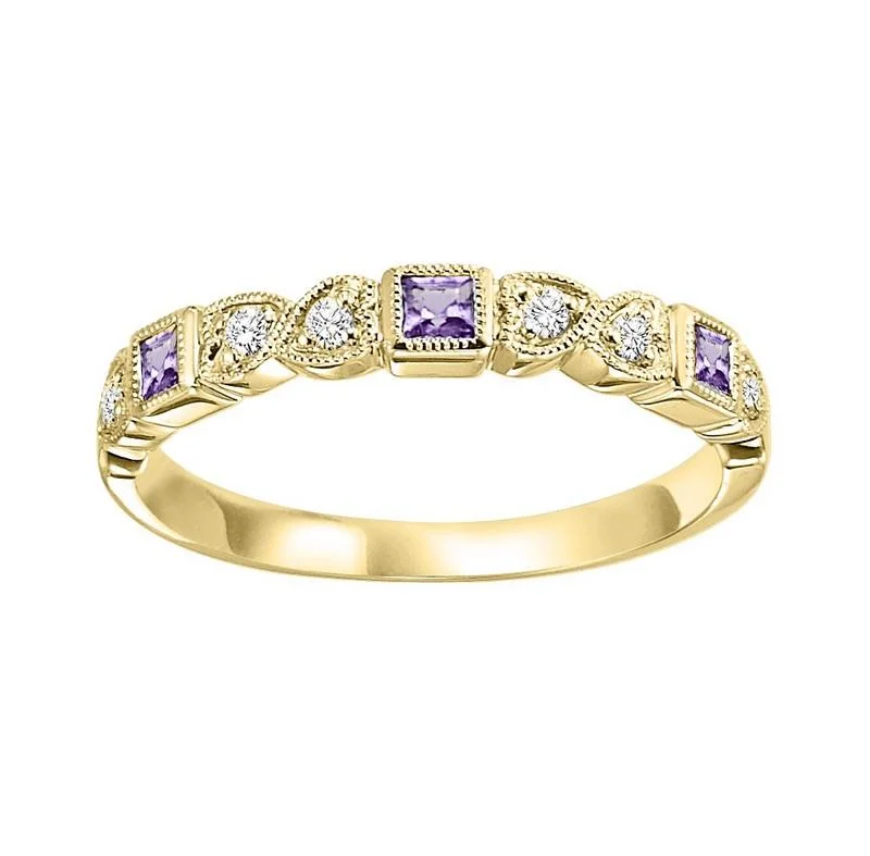 10KY Amethyst Band 1/12CTW | Stackable Ring