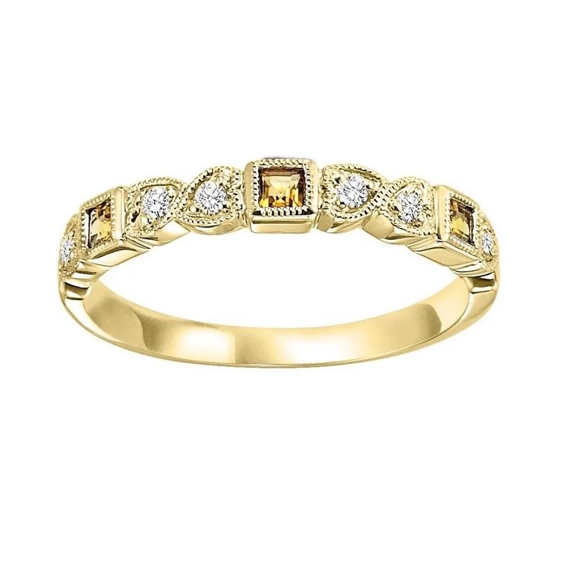 10KY Citrine Band 1/12CTW | Stackable Ring