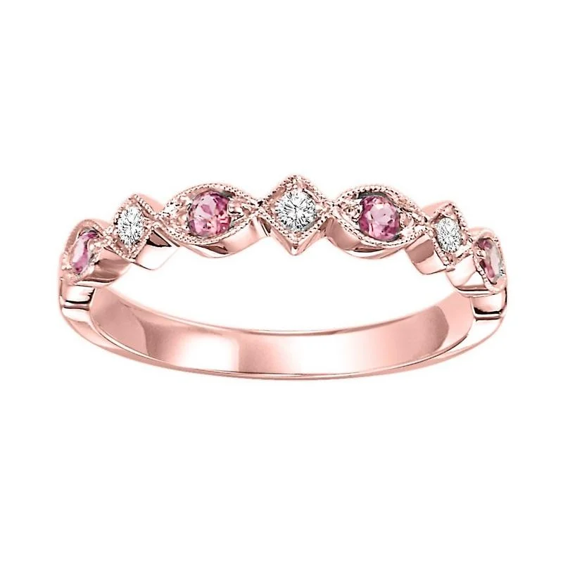 10KR Pink Tourmaline Band 1/20CTW | Stackable Ring