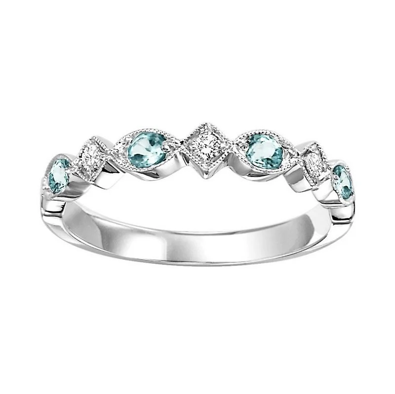 10KW Blue Topaz Band 1/20CTW | Stackable Ring