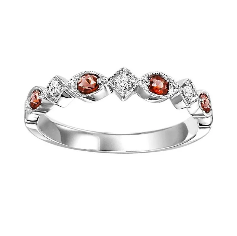 10KW Garnet Band 1/20CTW | Stackable Ring