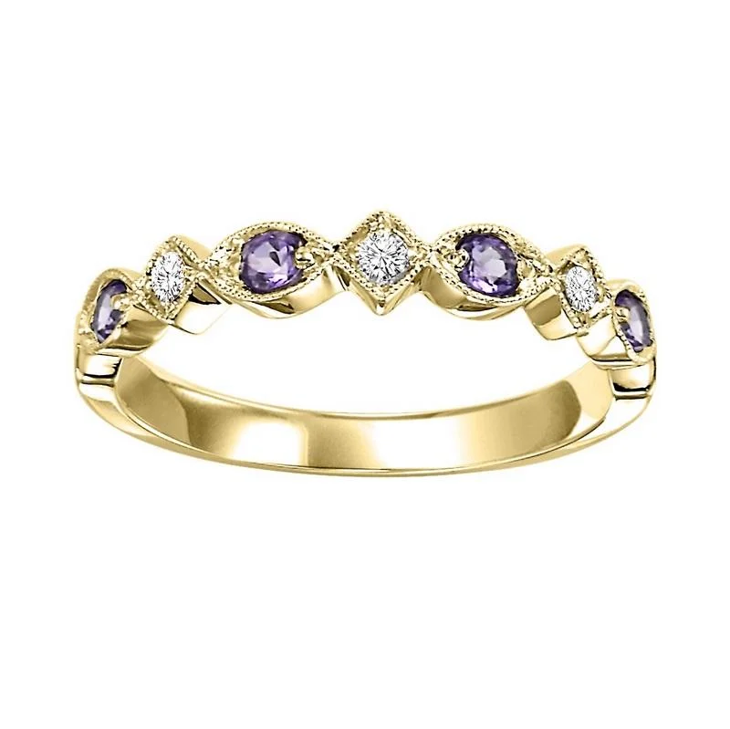 10KY Amethyst Band 1/20CTW | Stackable Ring