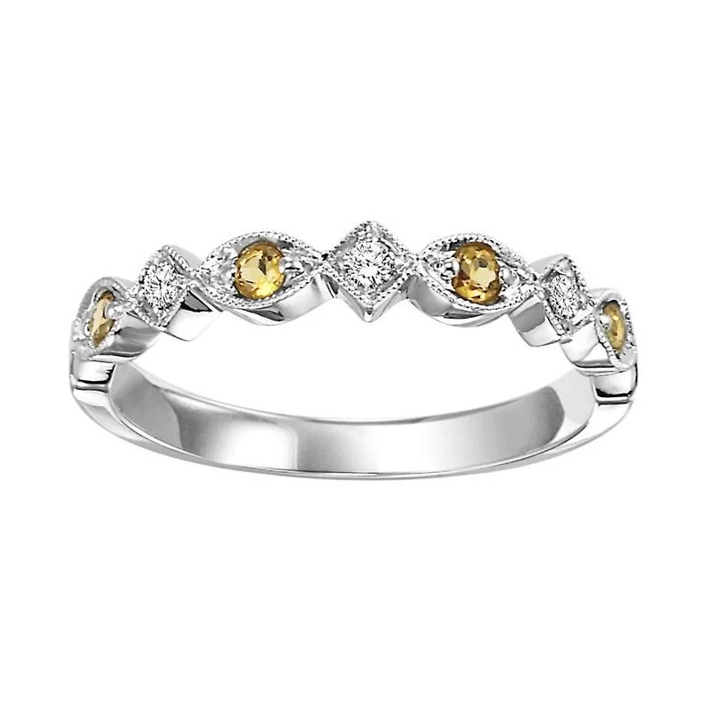 10KW Citrine Band 1/20CTW | Stackable Ring