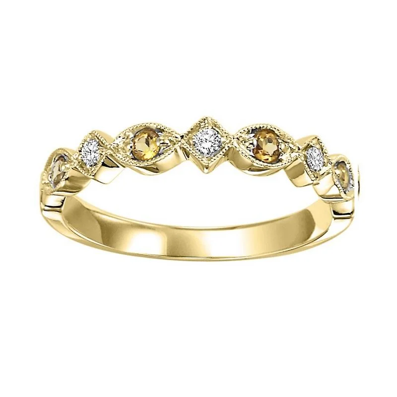 10KY Citrine Band 1/20CTW | Stackable Ring