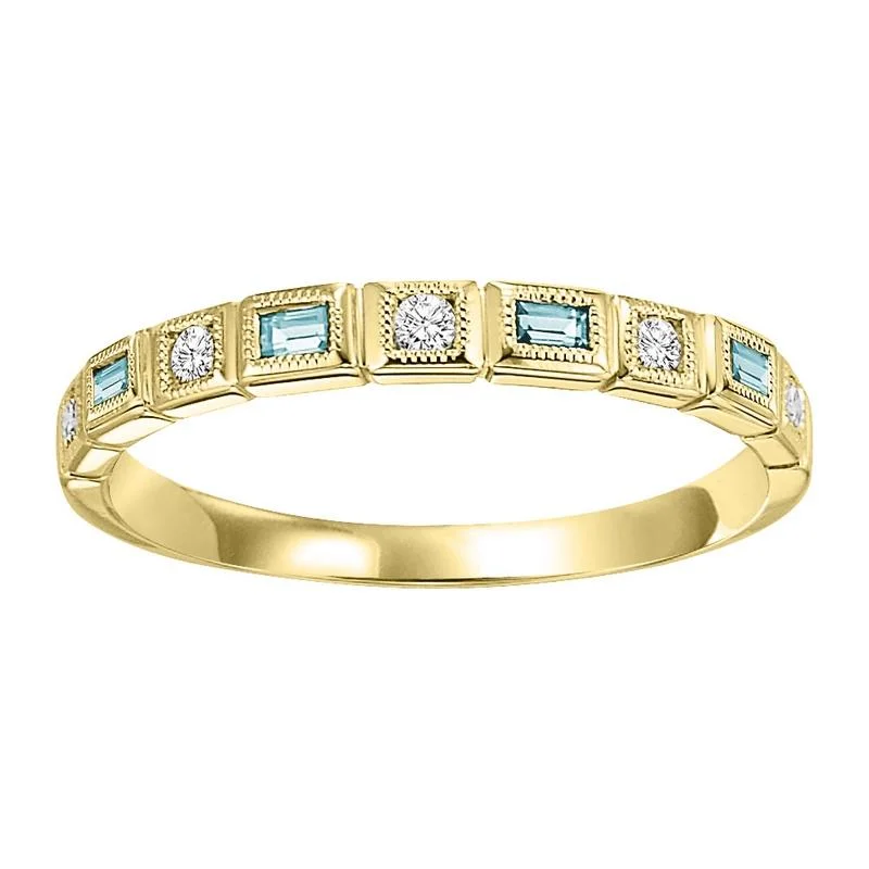 10KY Aquamarine Band 1/12CTW | Stackable Ring