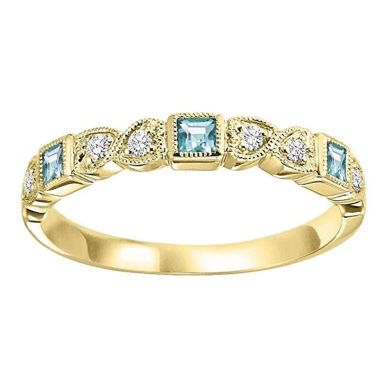 10KY Aquamarine Band 1/10CTW | Stackable Ring