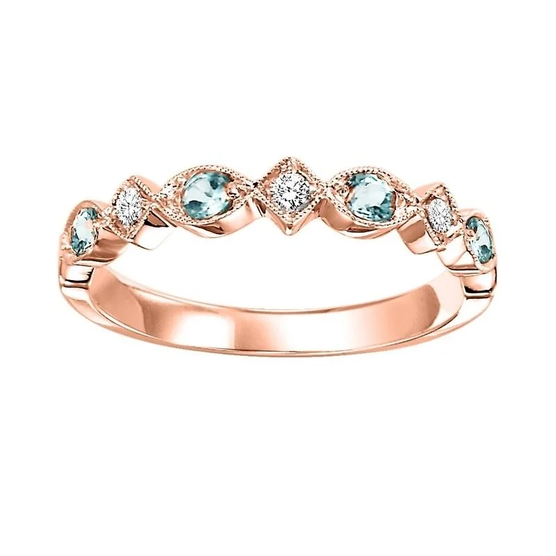 10KR Aquamarine Band 1/20CTW | Stackable Ring