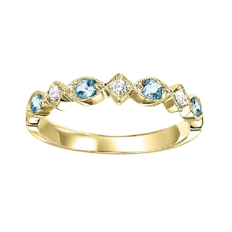 10KY Aquamarine Band 1/20CTW | Stackable Ring