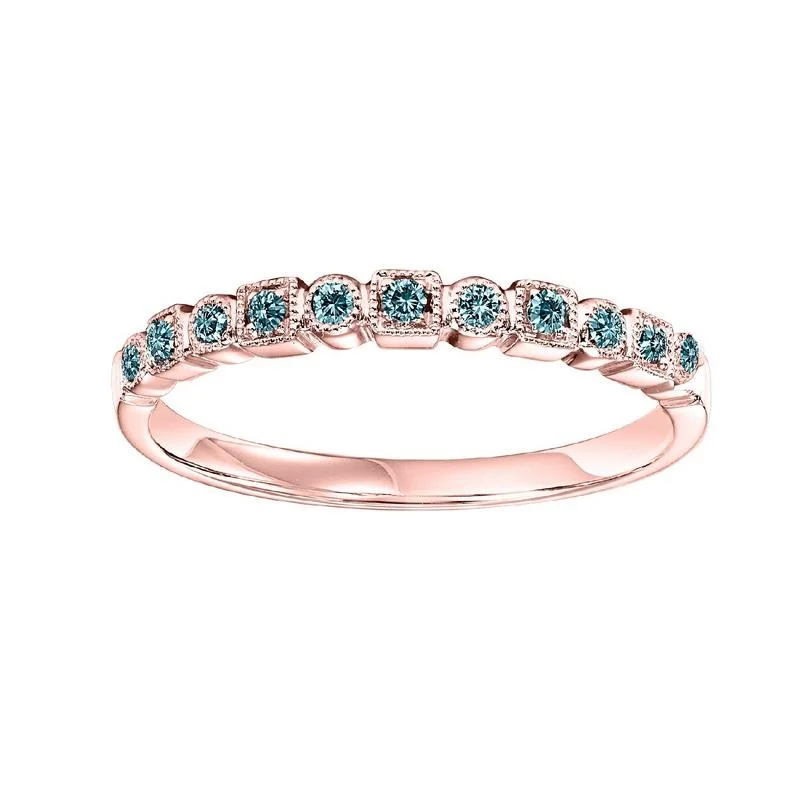 10KR Blue Diamond Band 1/10 CTW | Stackable Ring