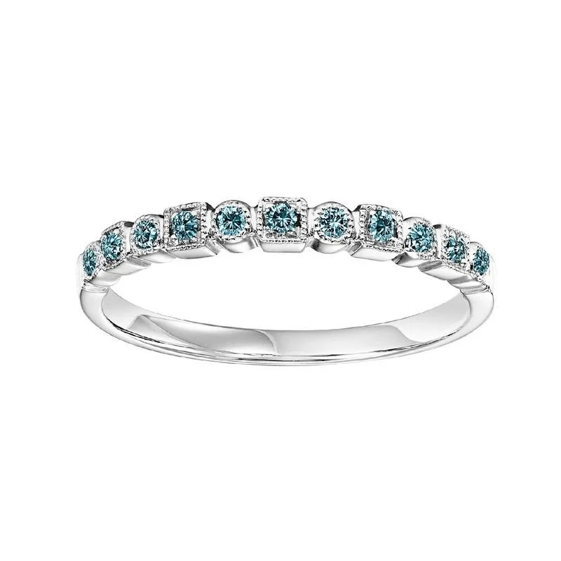 10KW Blue Diamond Band 1/10CTW | Stackable Ring