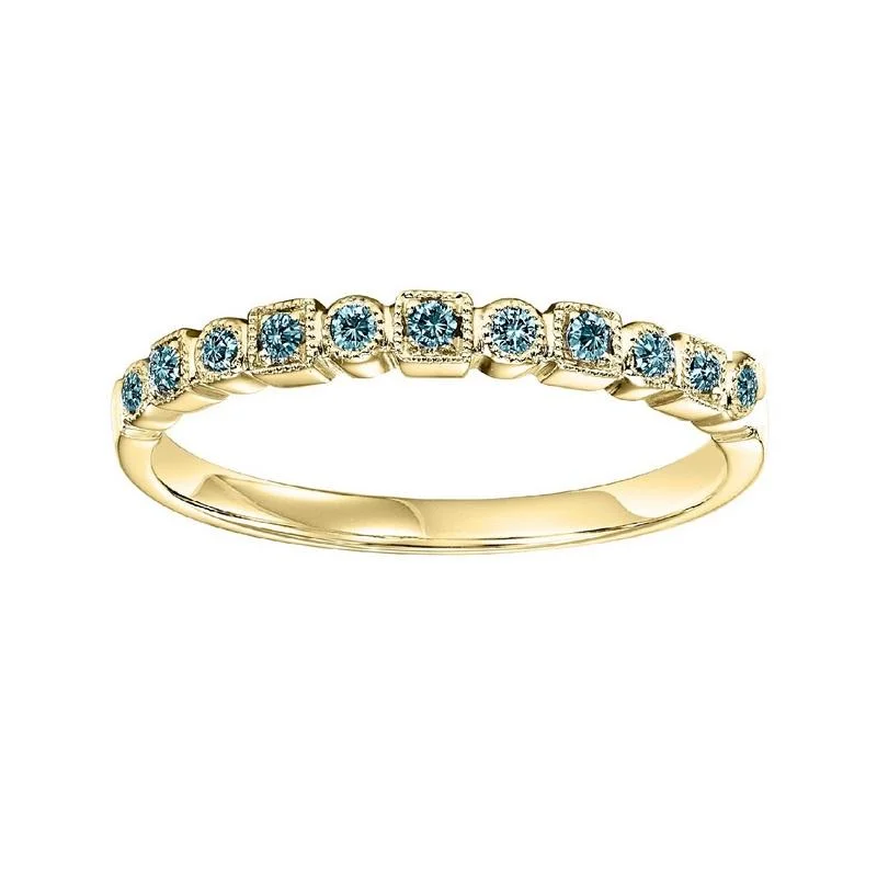 10KY Blue Diamond Band 1/10CTW | Stackable Ring