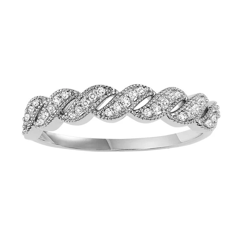 10KW Twisted Diamond Band 1/10CTW | Stackable Ring