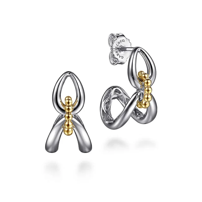 Gabriel & Co. Silver and yellow Gold Bujukan Link Earrings