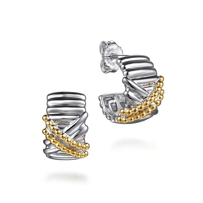 Gabriel & Co. Silver and Yellow Gold Hoop Earrings